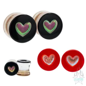 Heart Dichroic Glass Plugs