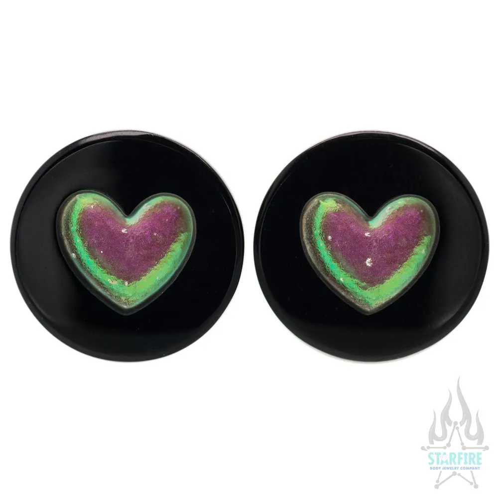 Heart Dichroic Glass Plugs