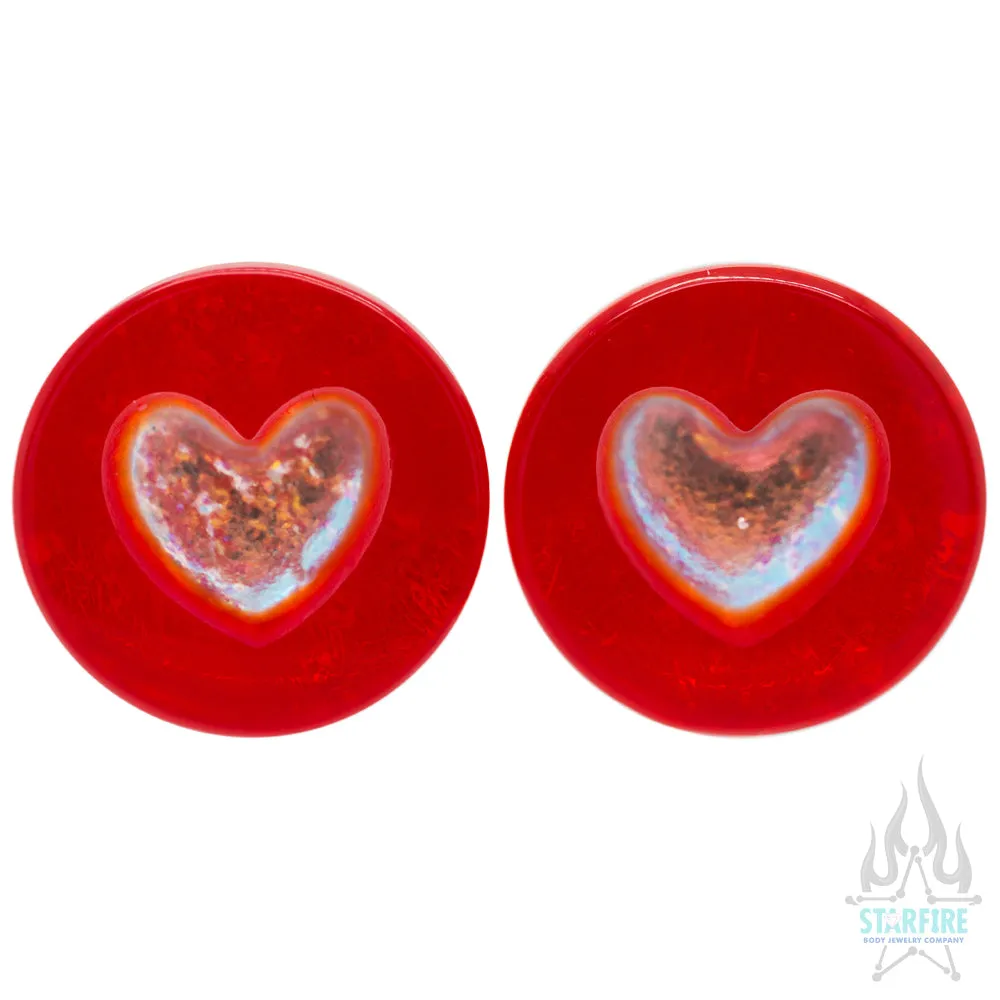 Heart Dichroic Glass Plugs