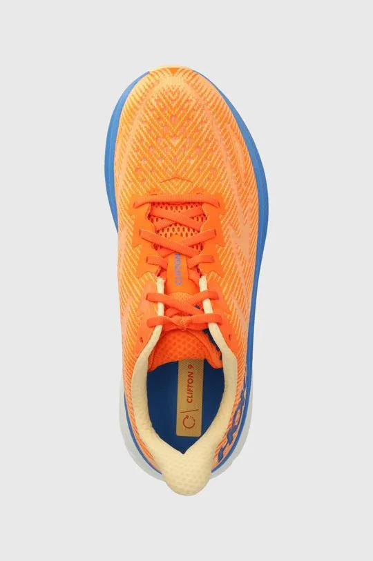 Hoka One One running shoes Clifton 9 orange color