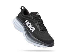 Hoka Womens Bondi 8 Athletic Shoes- Black/White **Wide Width**