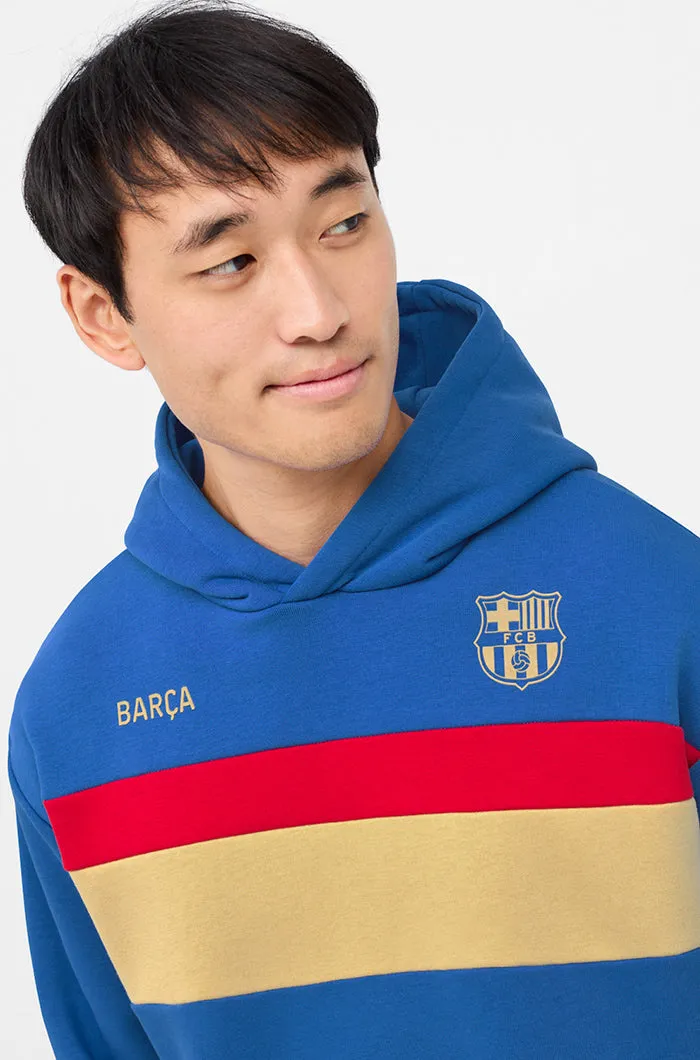 Hooded blue, gold and red sweatshirt Bara