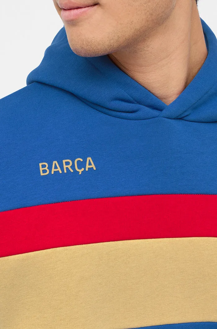 Hooded blue, gold and red sweatshirt Bara