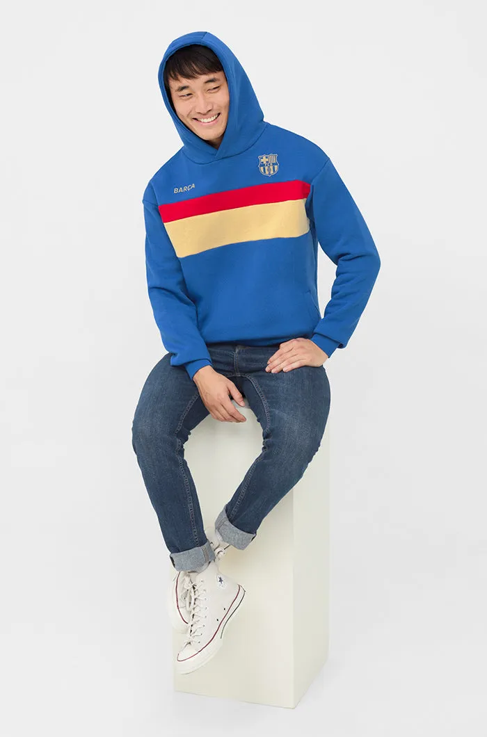 Hooded blue, gold and red sweatshirt Bara