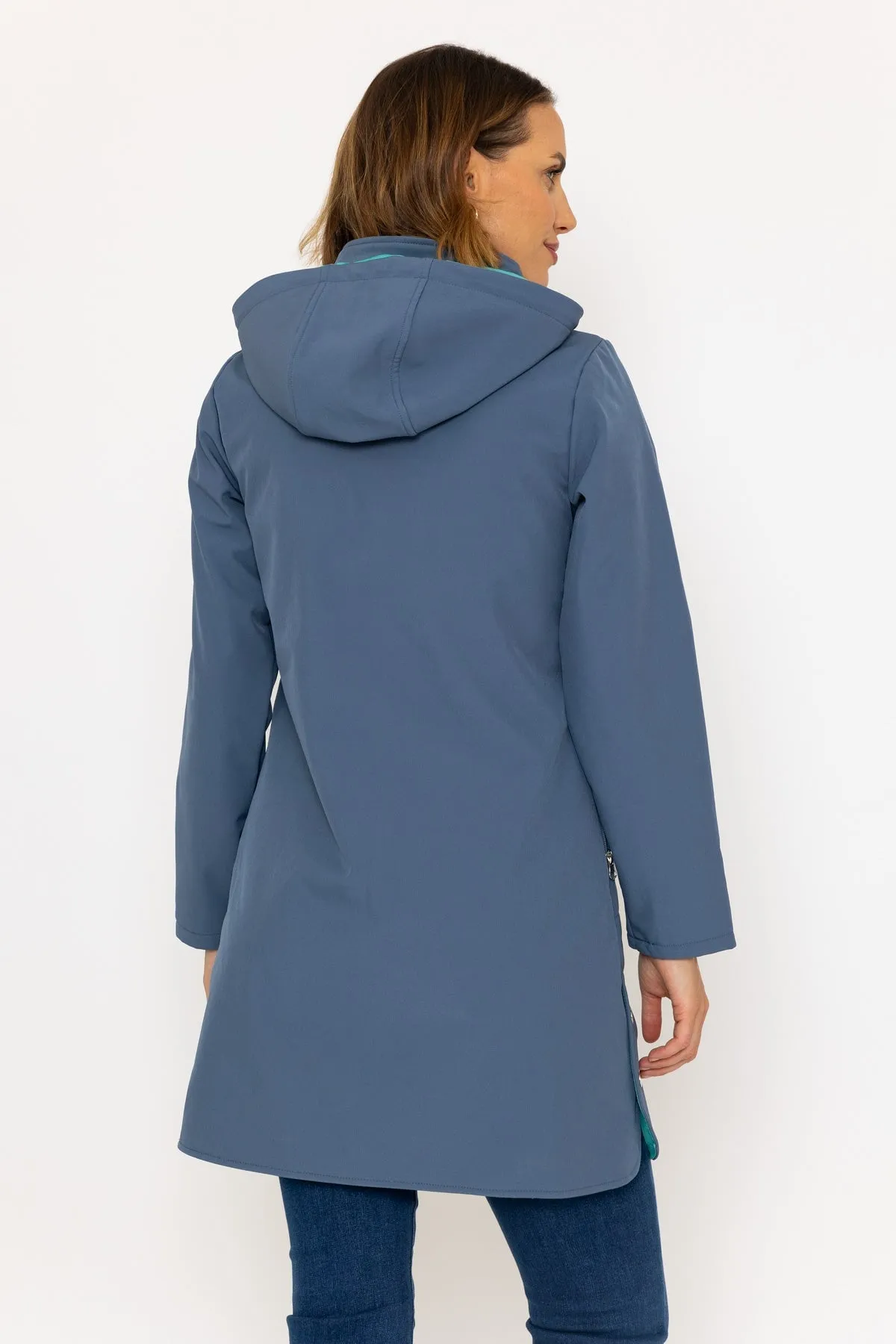 Hooded Soft Shell Rain Jacket in Blue