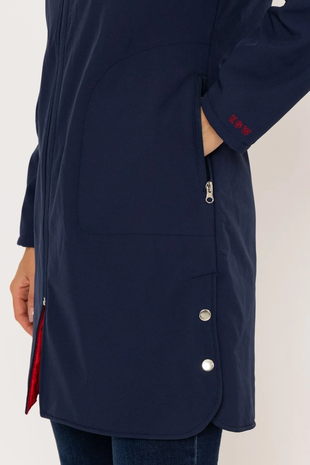 Hooded Soft Shell Rain Jacket in Navy