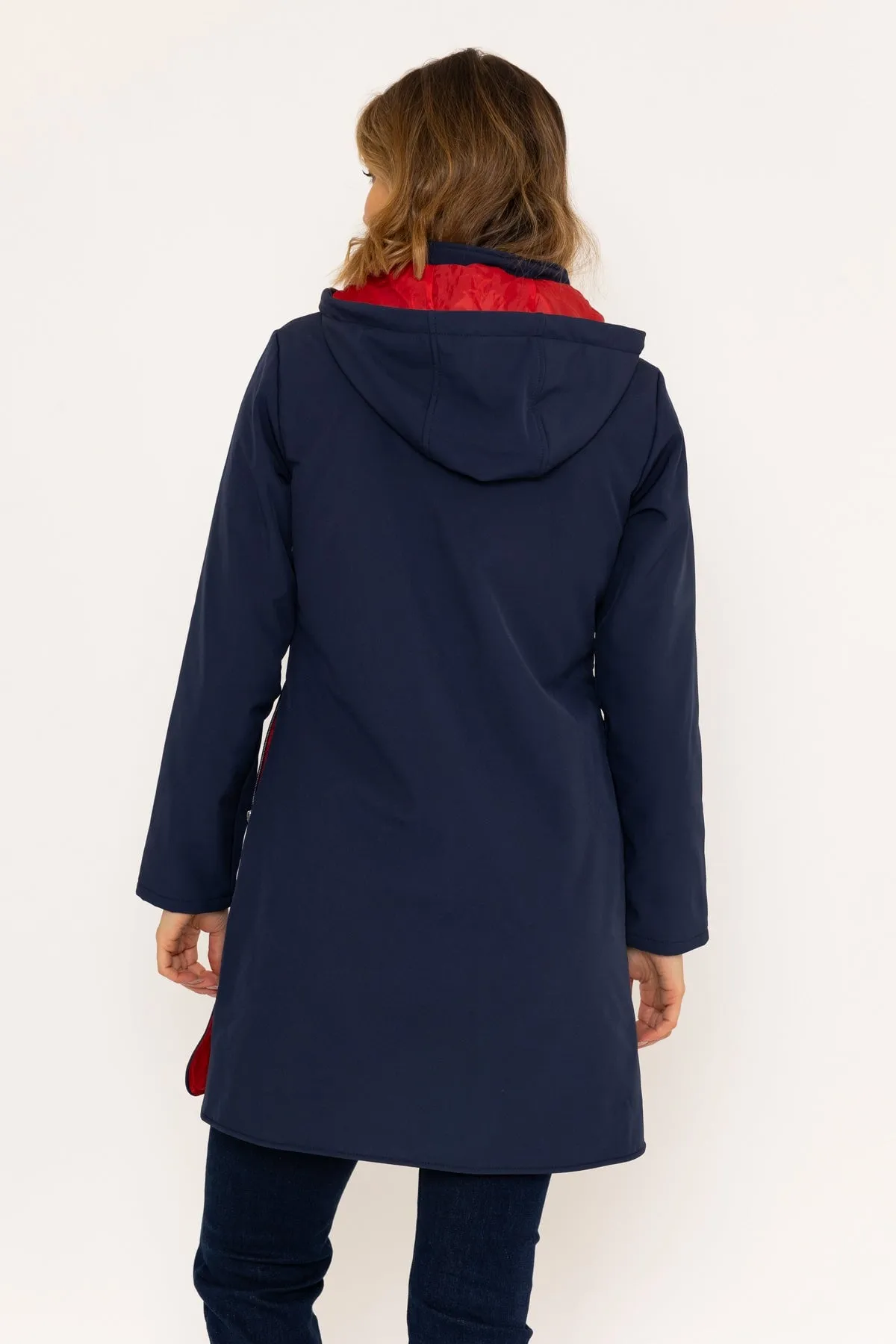 Hooded Soft Shell Rain Jacket in Navy