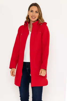 Hooded Soft Shell Rain Jacket in Red