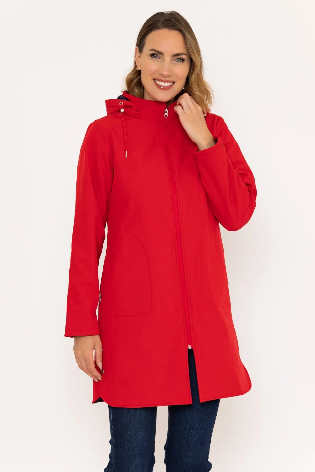 Hooded Soft Shell Rain Jacket in Red