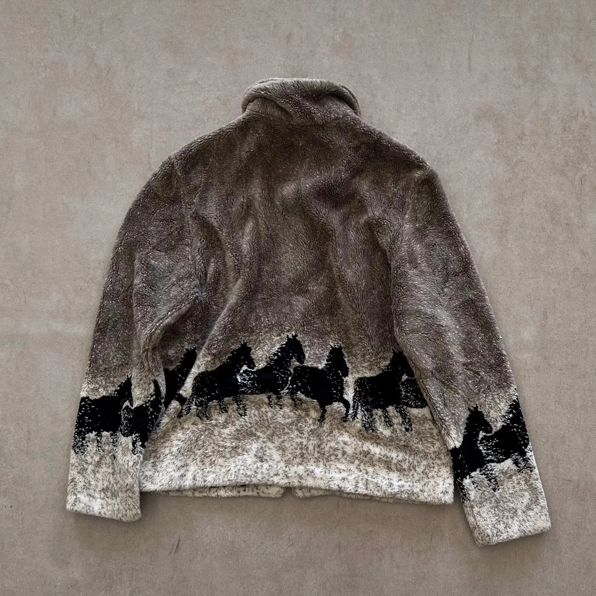 Horse Pattern Fleece Jacket - M