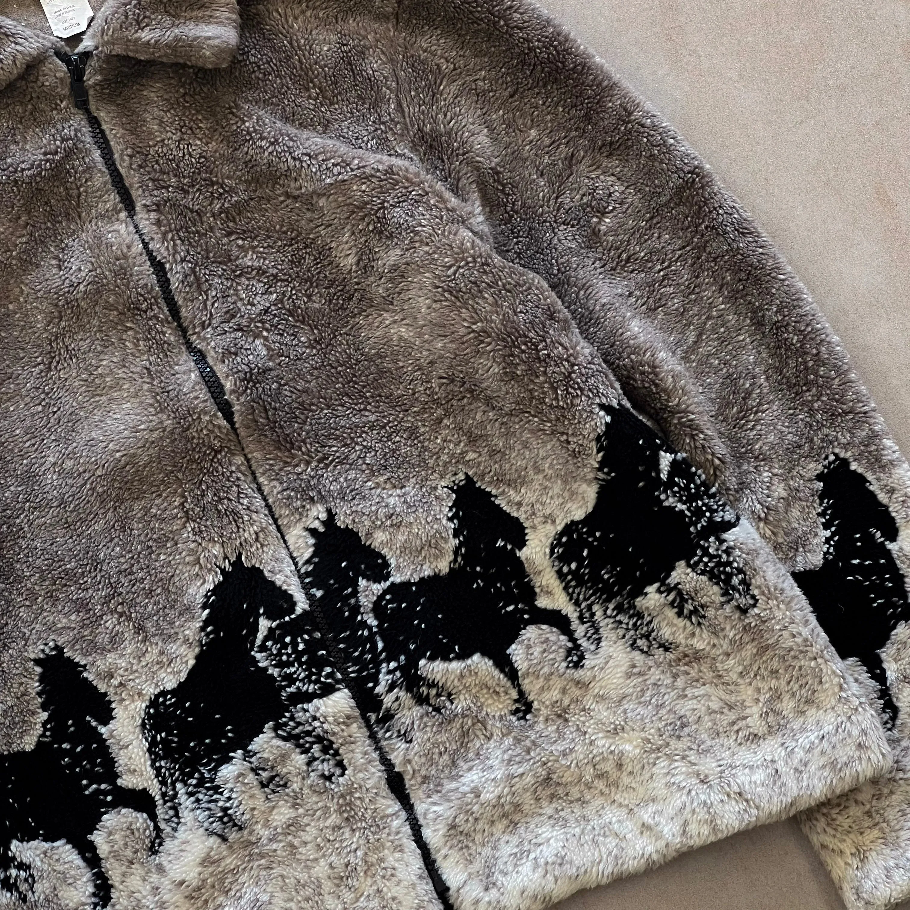 Horse Pattern Fleece Jacket - M