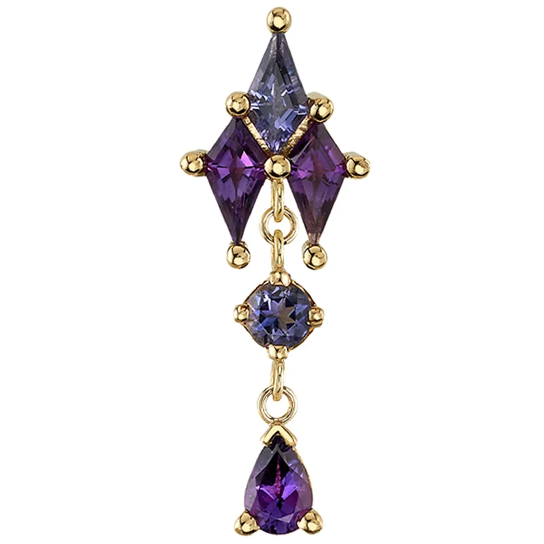 Howl Threaded End in Gold with Amethyst & Iolite