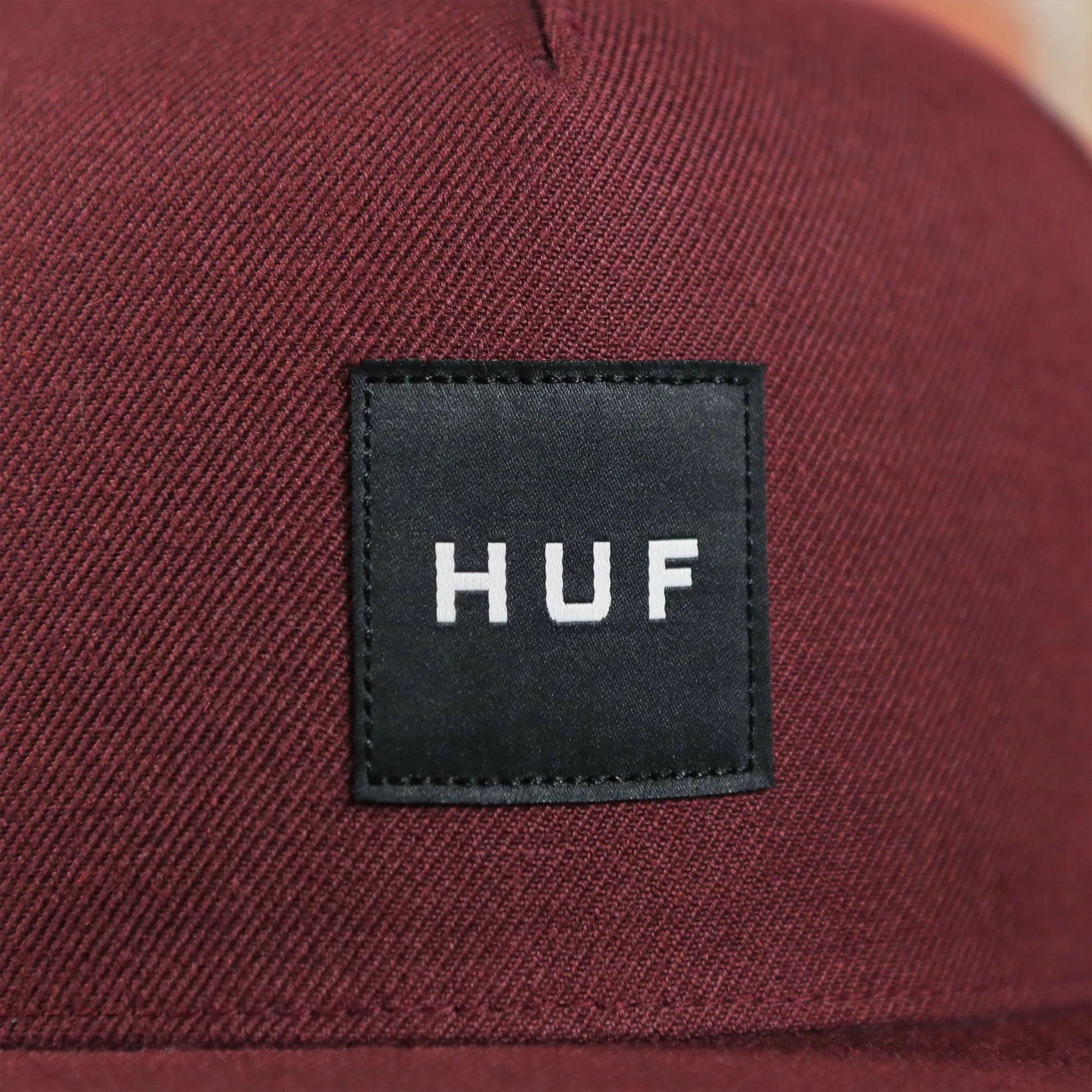 Huf Box Logo Maroon Bottom Snapback Hat | Maroon OSFM