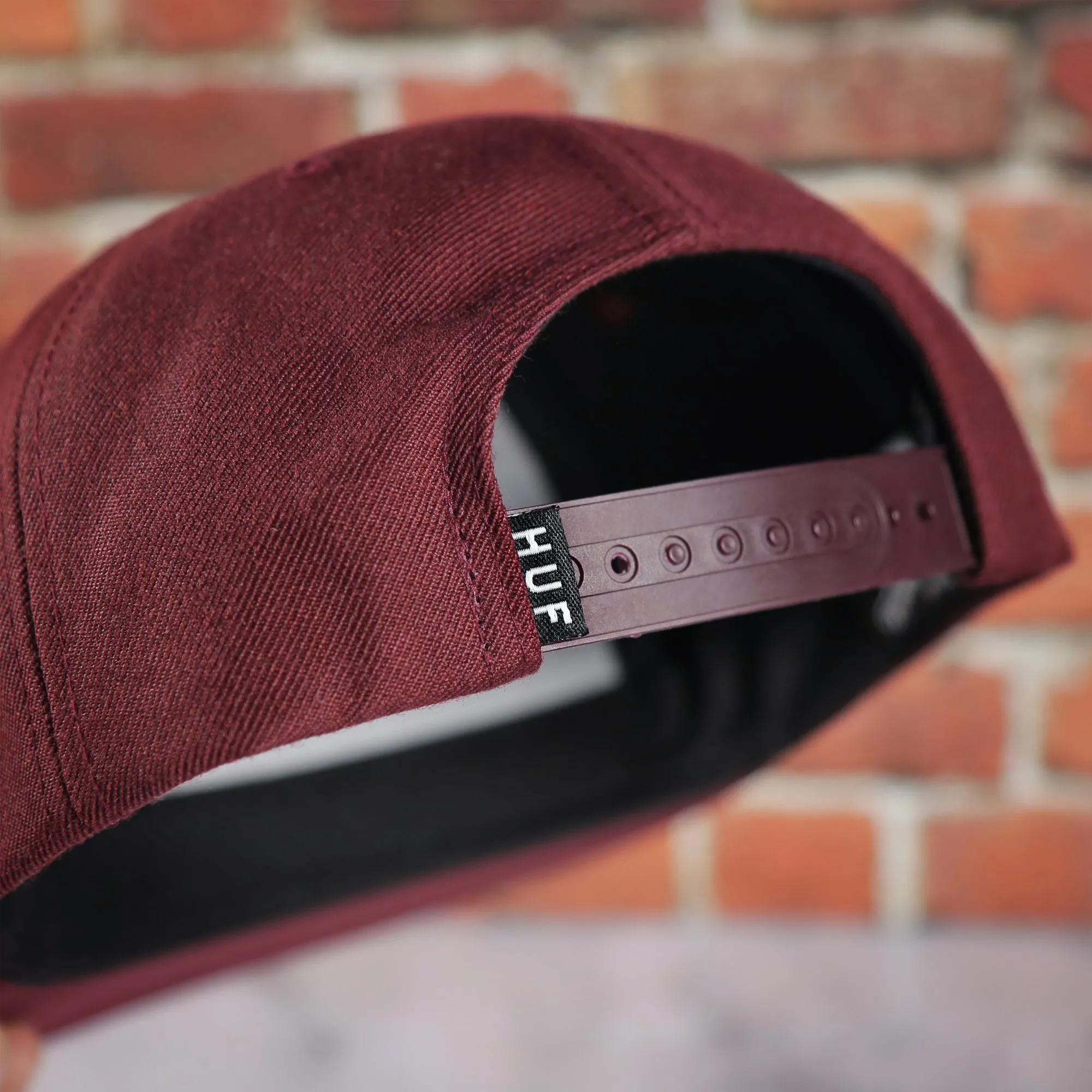 Huf Box Logo Maroon Bottom Snapback Hat | Maroon OSFM