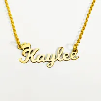 JBSA6NCG - Personalized Gold Stainless Steel Crown Name Necklace