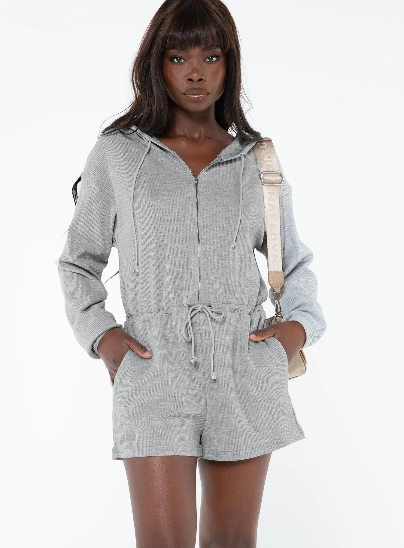 Jeanette Hooded Playsuit Grey