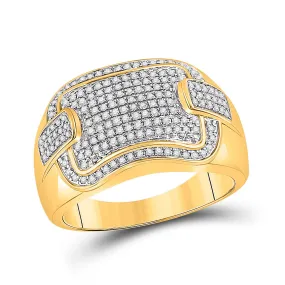 Keene Jewelers 10kt Yellow Gold Mens Round Diamond Fashion Cluster Ring 1/2 Cttw