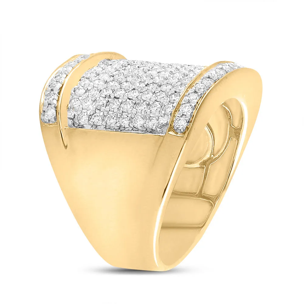 Keene Jewelers 10kt Yellow Gold Mens Round Diamond Fashion Ring 2 Cttw