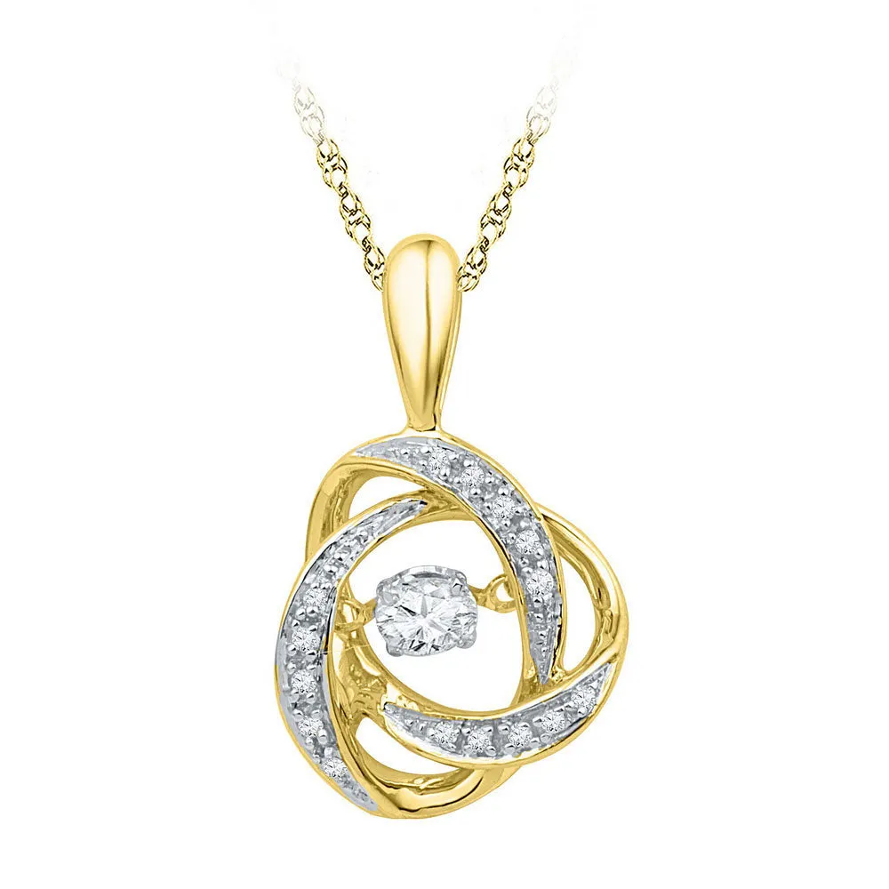 Keene Jewelers 10kt Yellow Gold Womens Moving Round Diamond Fashion Pendant 1/6 Cttw