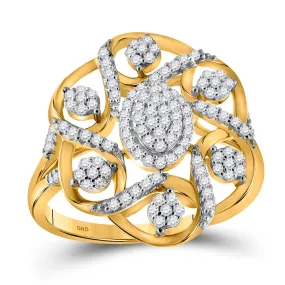 Keene Jewelers 10kt Yellow Gold Womens Round Diamond Cluster Fashion Ring 1/3 Cttw