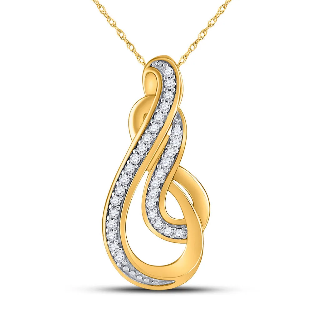 Keene Jewelers 10kt Yellow Gold Womens Round Diamond Curl Fashion Pendant 1/10 Cttw