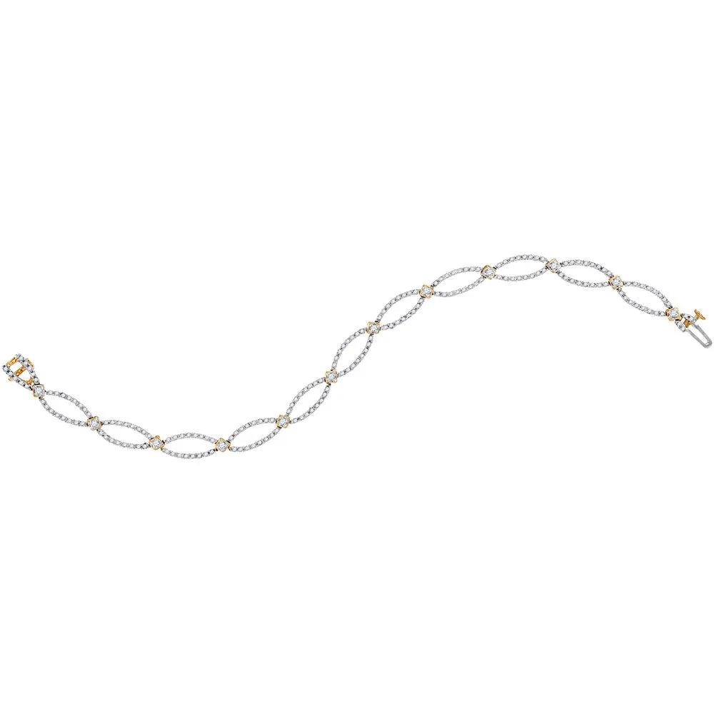 Keene Jewelers 10kt Yellow Gold Womens Round Diamond Fashion Bracelet 1-1/2 Cttw