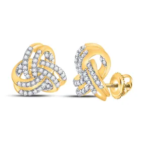 Keene Jewelers 10kt Yellow Gold Womens Round Diamond Triquetra Trinity Fashion Earrings 1/3 Cttw