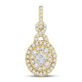 Keene Jewelers 14kt Yellow Gold Womens Princess Diamond Fashion Cluster Pendant 1/2 Cttw