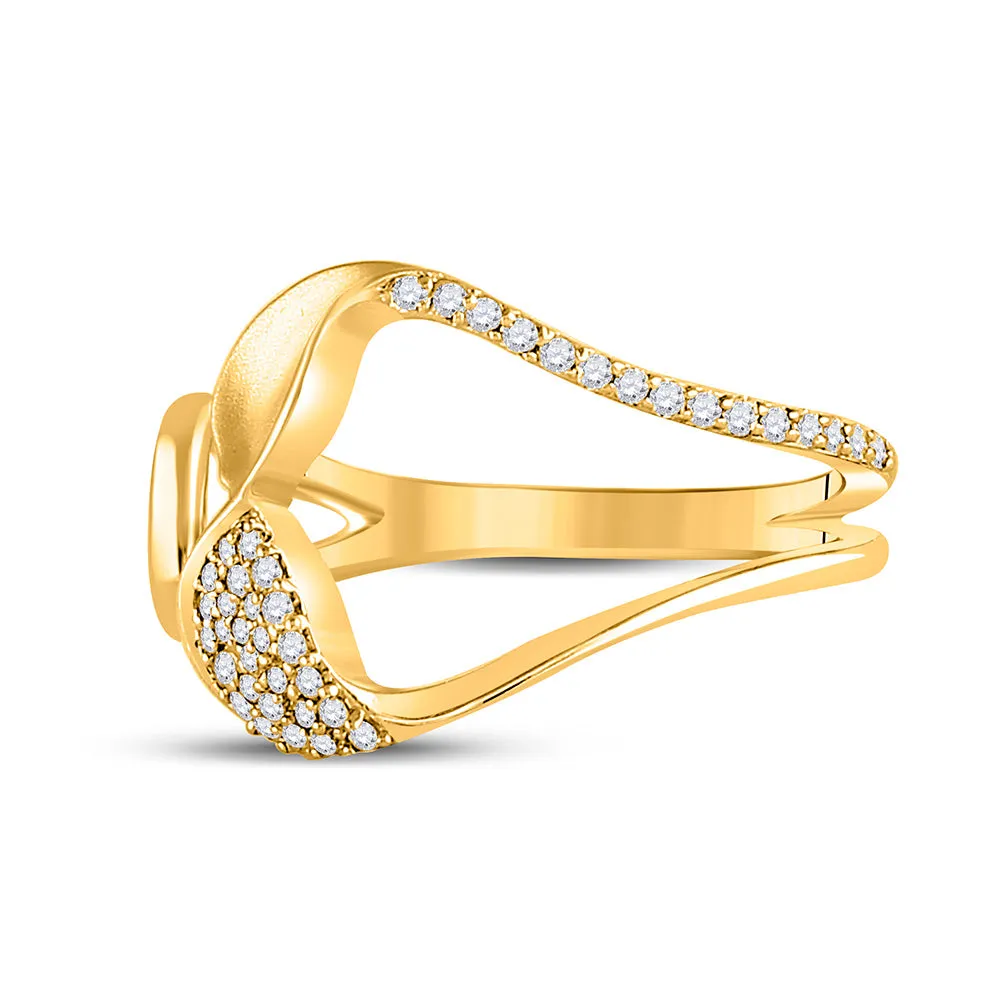 Keene Jewelers 14kt Yellow Gold Womens Round Diamond Abstract Fashion Ring 1/5 Cttw