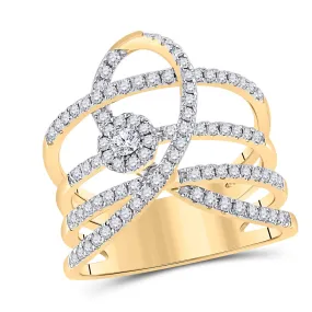 Keene Jewelers 14kt Yellow Gold Womens Round Diamond Loop Fashion Ring 3/4 Cttw