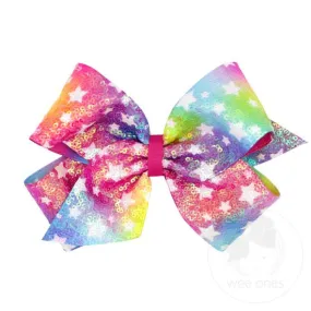 King Ombre Star Printed Sequin Hair Bow