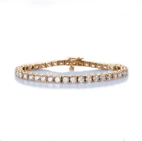 Large 14K Gold and Diamond Tennis Bracelet 4-Prong Setting