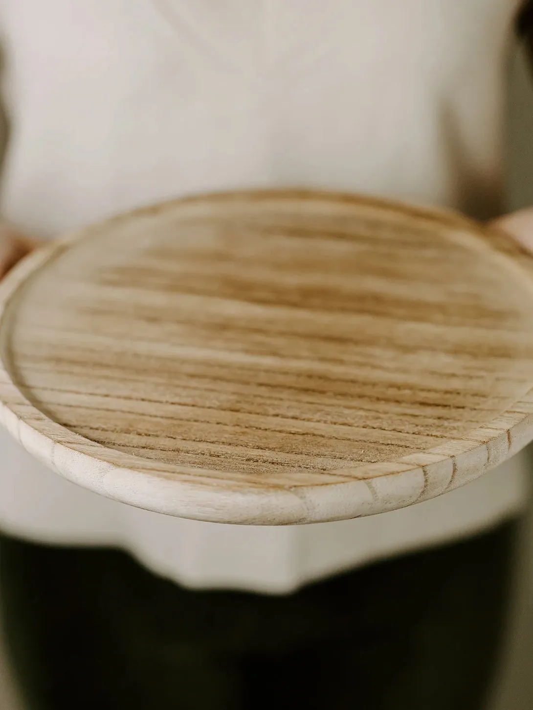 Large Round Wood Tray - Rustic