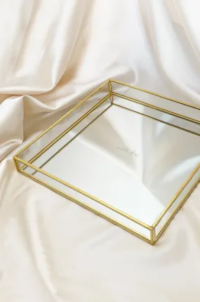 Large Square Mirror Bottom Jewelry and Display Tray