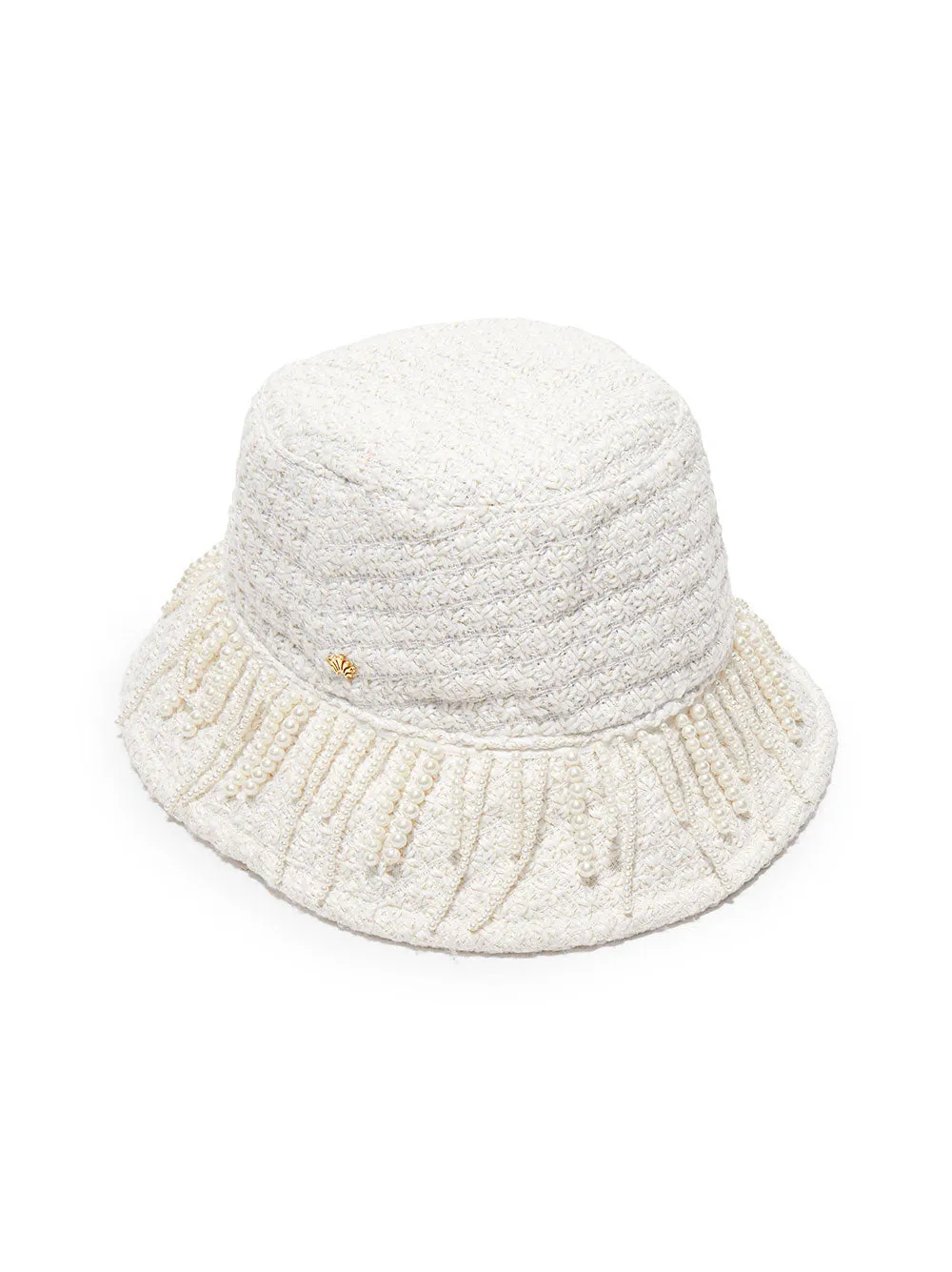 Lele Sadoughi Drippy Pearl Bucket Hat in Ivory