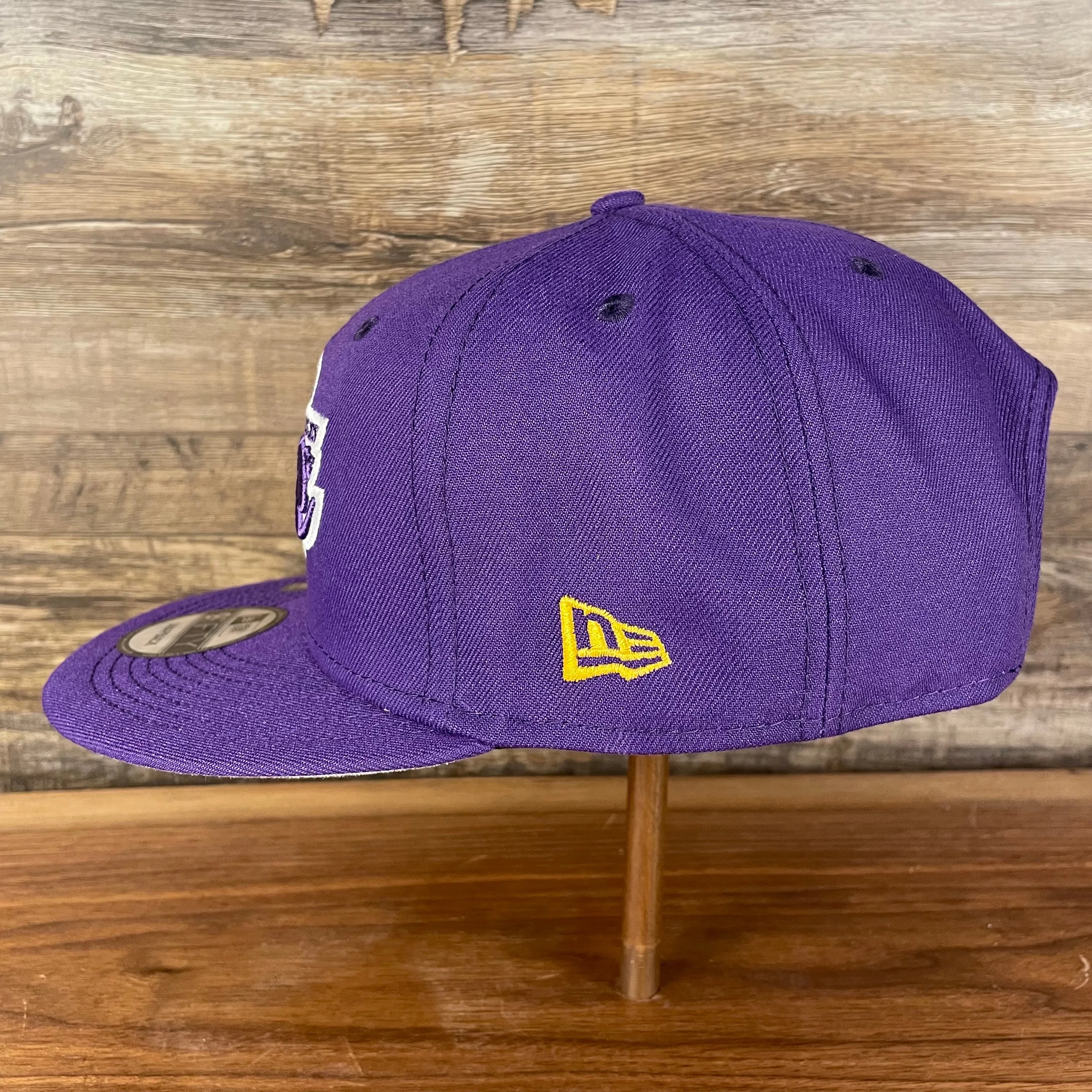 Los Angeles Lakers NBA 75th Anniversary Side Patch Gray Bottom Purple 9Fifty Snapback Hat | Back Half