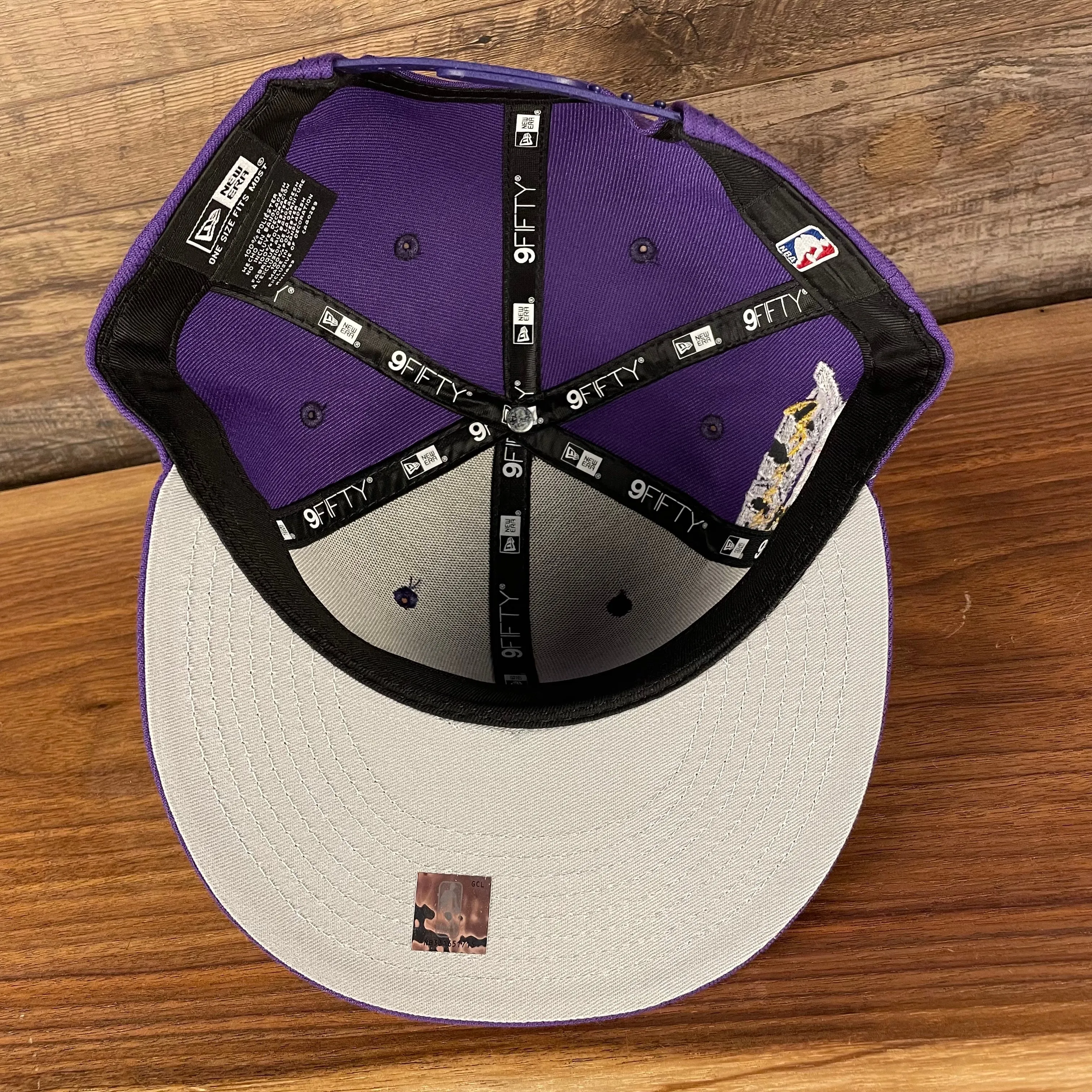 Los Angeles Lakers NBA 75th Anniversary Side Patch Gray Bottom Purple 9Fifty Snapback Hat | Back Half