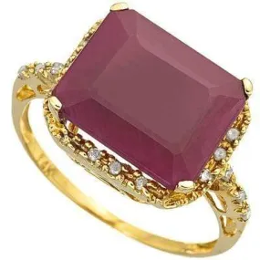 MAGNIFICENT 6.1 CARAT TW (19 PCS) GENUINE RUBY & GENUINE DIAMOND 10K SOLID YELLO