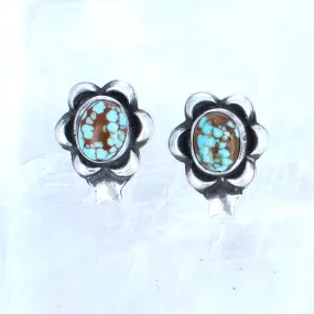 Many Moons Rare #8 Mine Turquoise Earrings Sterling