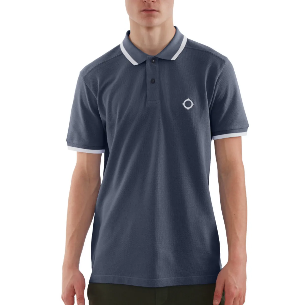 MA.STRUM - Block Tipped Polo in Ink Navy