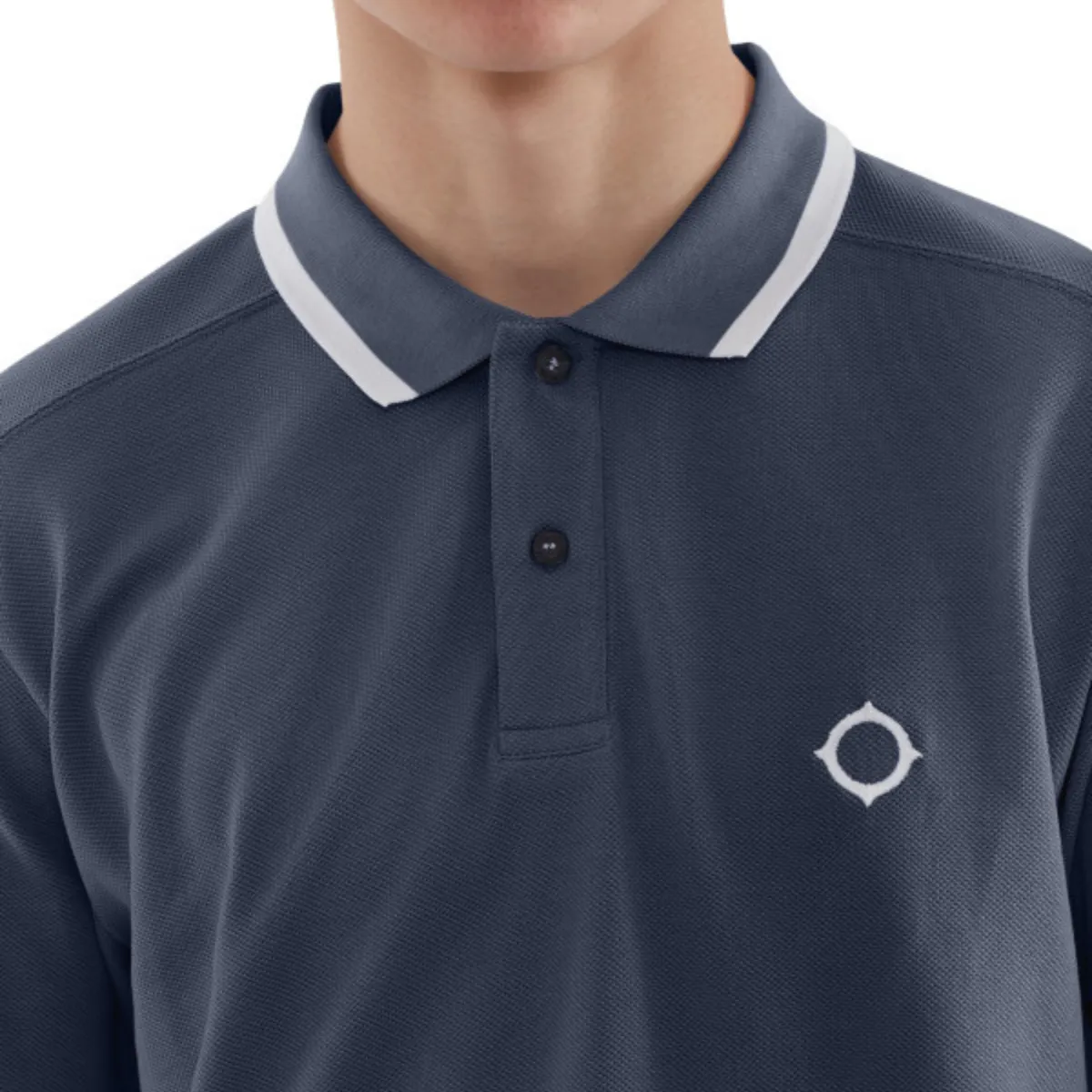 MA.STRUM - Block Tipped Polo in Ink Navy