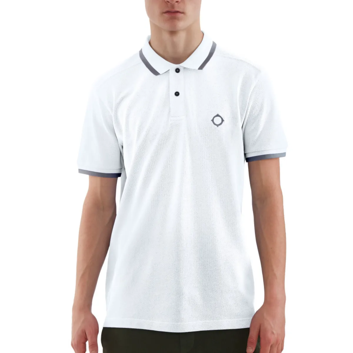 MA.STRUM - Block Tipped Polo in Optic White