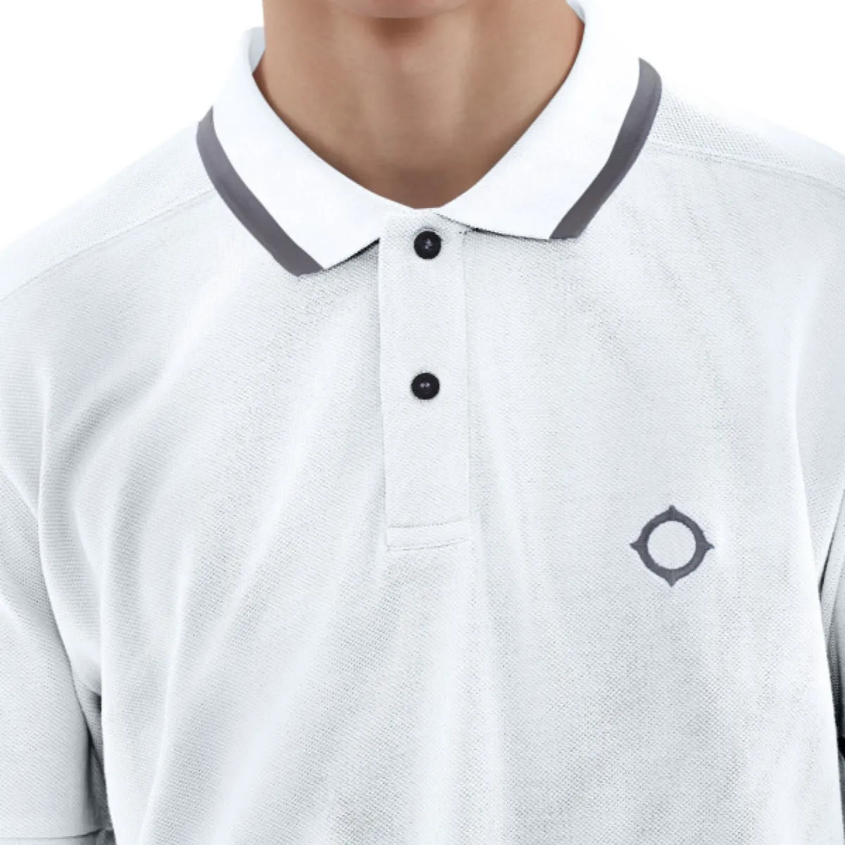 MA.STRUM - Block Tipped Polo in Optic White