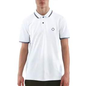 MA.STRUM - Block Tipped Polo in Optic White