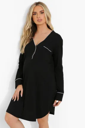 Maternity Contrast Pipe Detail Nightgown