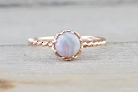 Melrose Fire Opal 14k Rose Gold Round Purple Engagement Rope Crown Solitaire