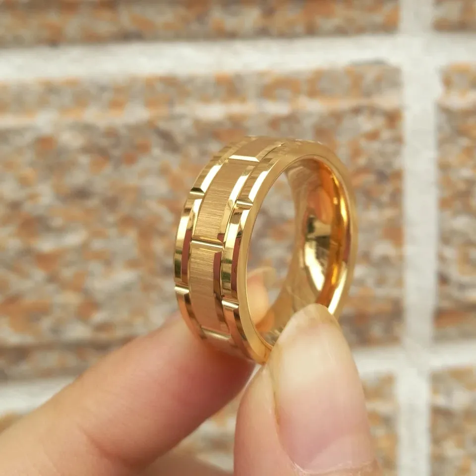 Men's Tungsten Carbide Gold Band