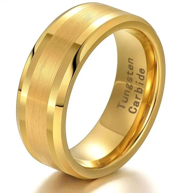 Men's Tungsten Carbide Smooth Gold Band