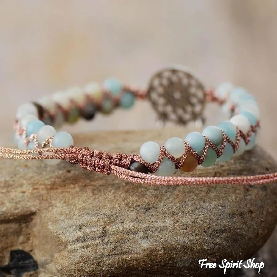 Natural Amazonite Dream Catcher Bead Bracelet