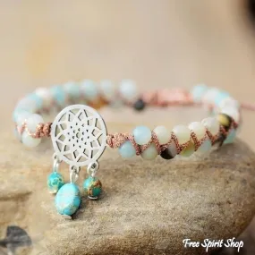 Natural Amazonite Dream Catcher Bead Bracelet